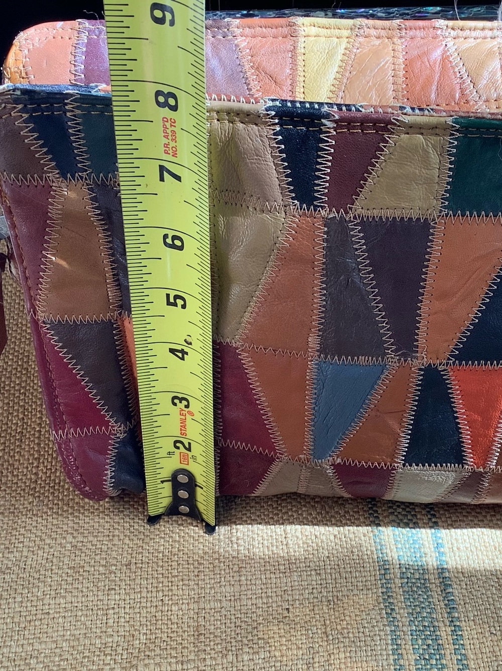 Vintage 1970s Multi Colored Leather Patchwork  Clutch Purse - Picture 6 of 6